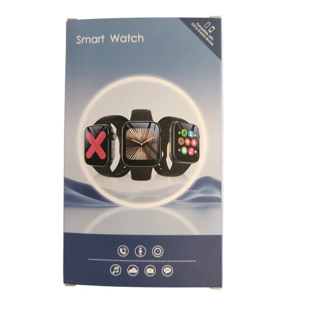 Smart Watch Fitness Activity Tracker Phone Compatible Black Silicone Band